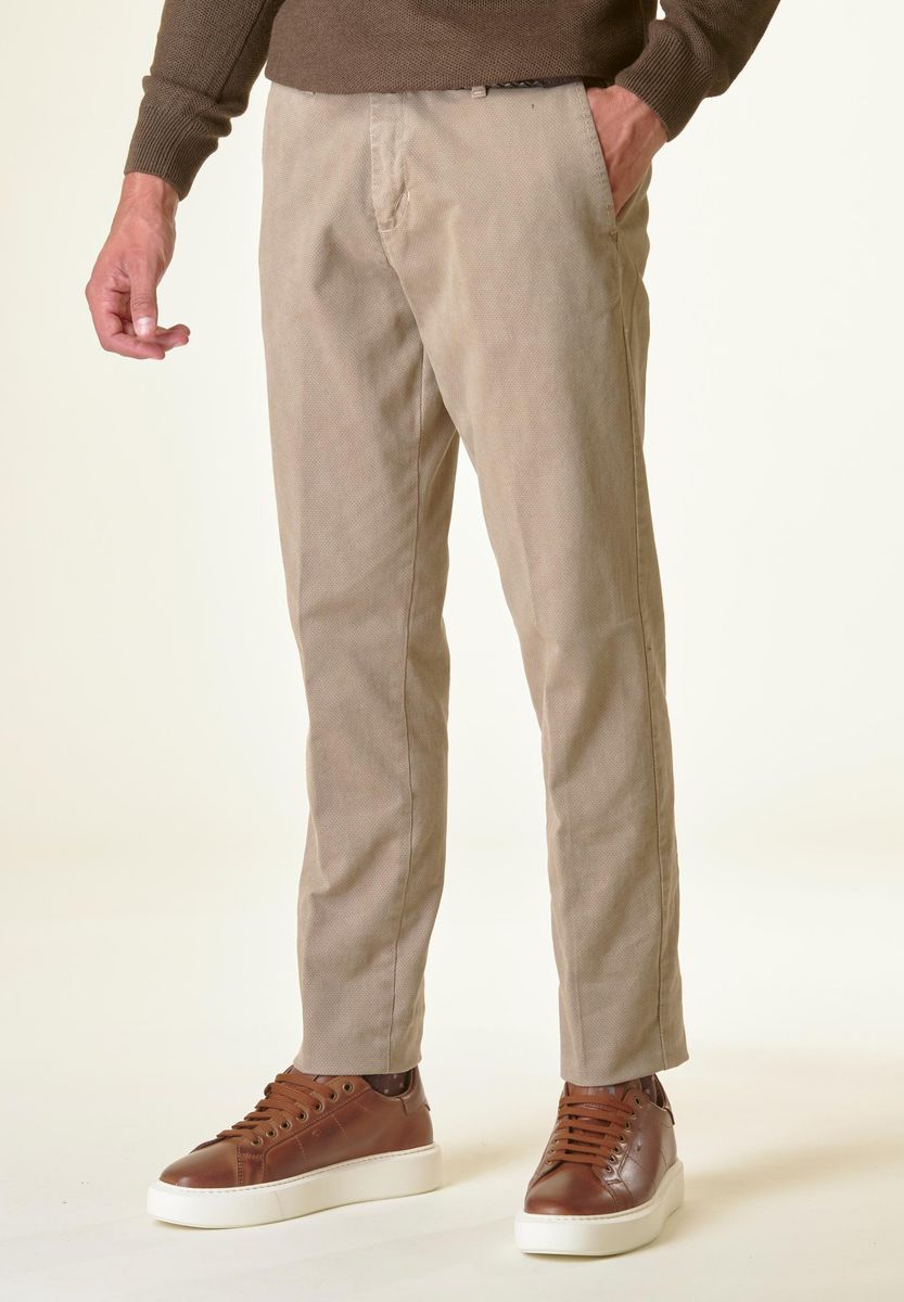 Angelico Pantalone mastice cotone micro-stampa regular Offerta