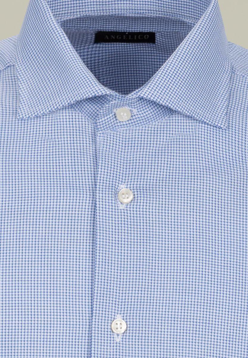 Angelico Camicia blu-bianco armatura quadretto slim Online