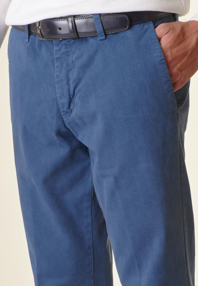 Angelico Pantalone blu chiaro cotone micro-stampa regular Vendita Economica