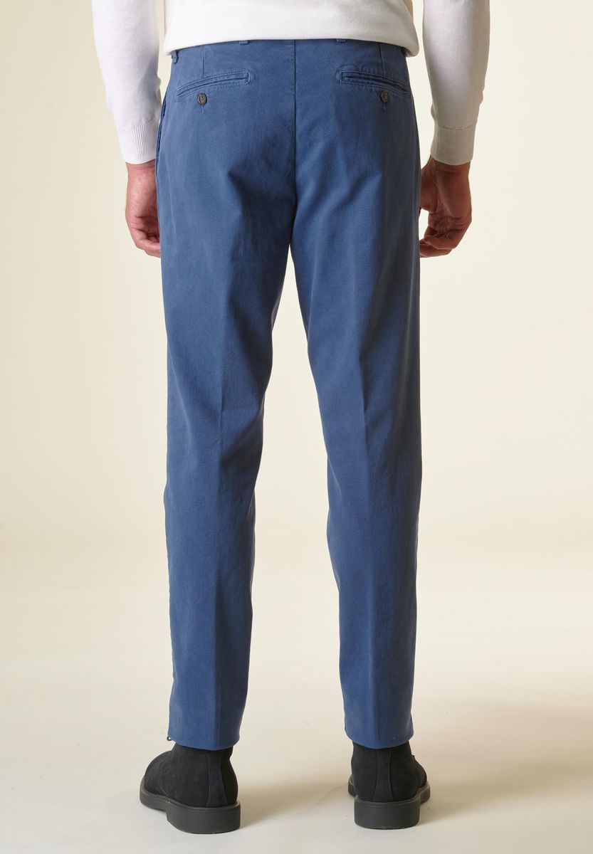 Angelico Pantalone blu chiaro cotone micro-stampa regular Vendita Economica