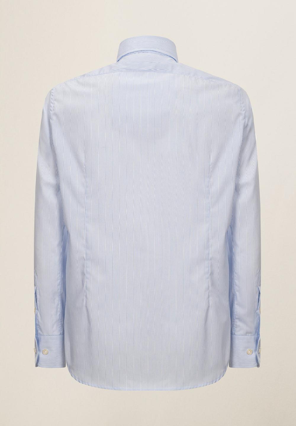 Angelico Camicia bianca azzurra rigata cotone no-stiro custom fit I Più Venduti