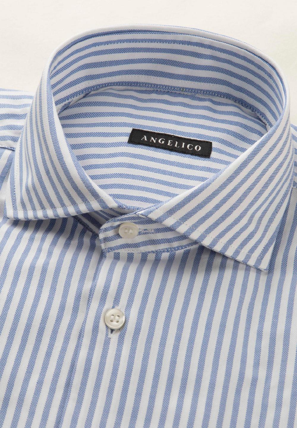 Angelico Camicia azzurro bianco rigata cotone regular fit Vendite Flash