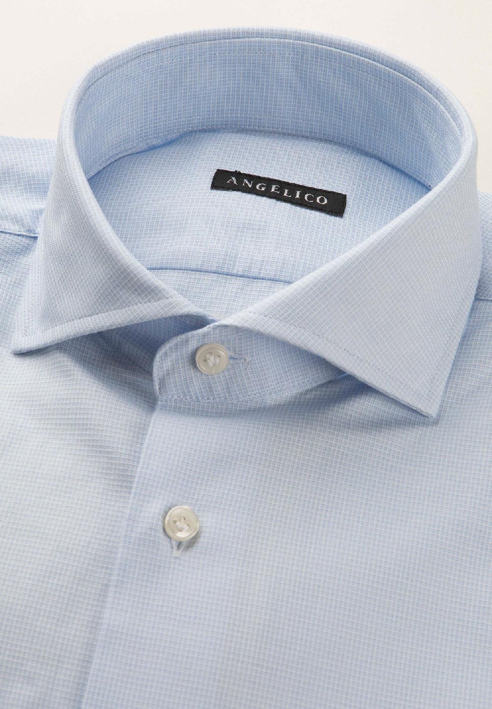Angelico Camicia bianco azzurra microdisegno cotone slim fit Negozio