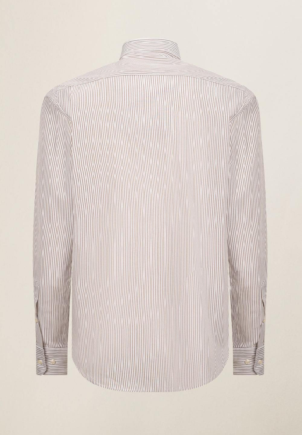 Angelico Camicia bianco marrone rigata cotone regular fit Nuova