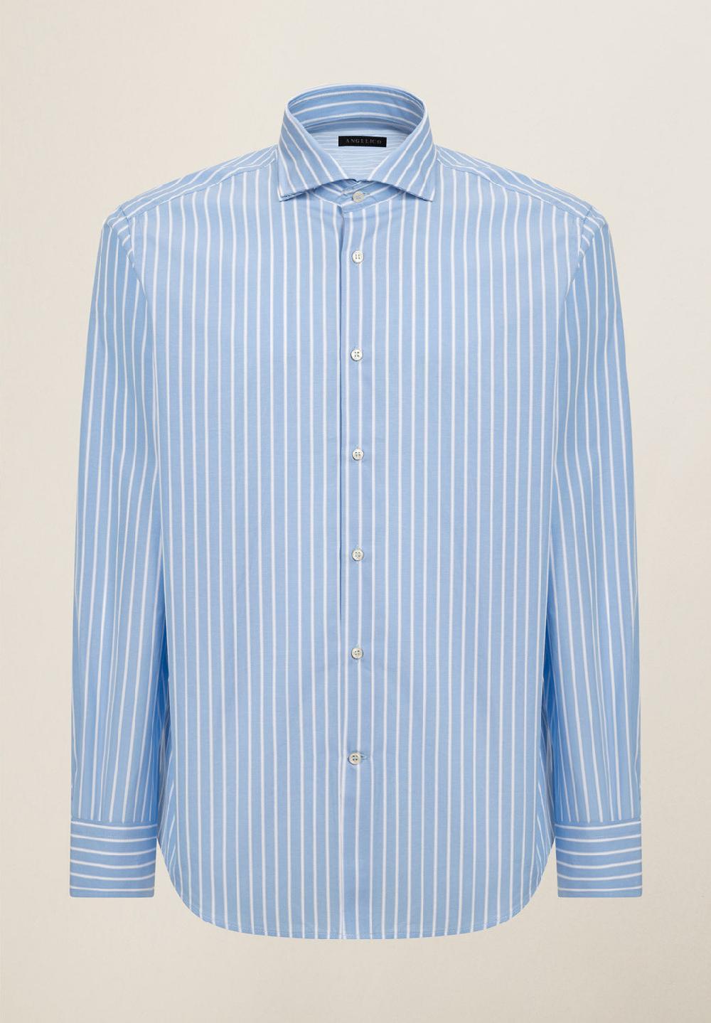 Angelico Camicia azzurro banco rigata cotone regular fit Moda