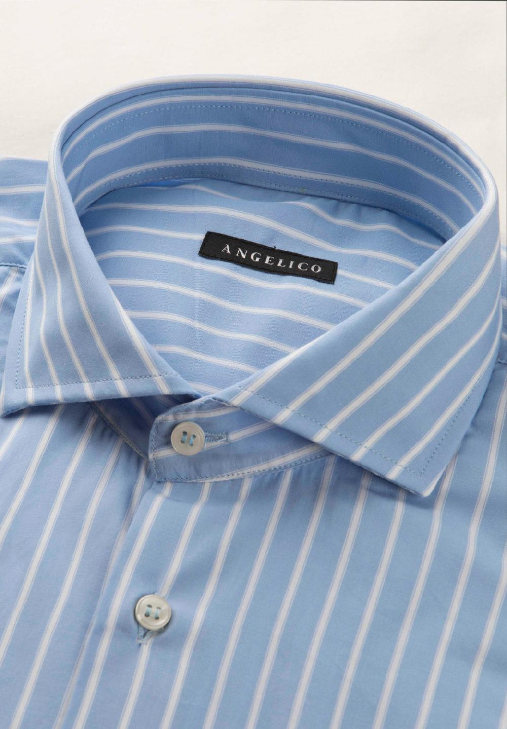 Angelico Camicia azzurro banco rigata cotone regular fit Moda
