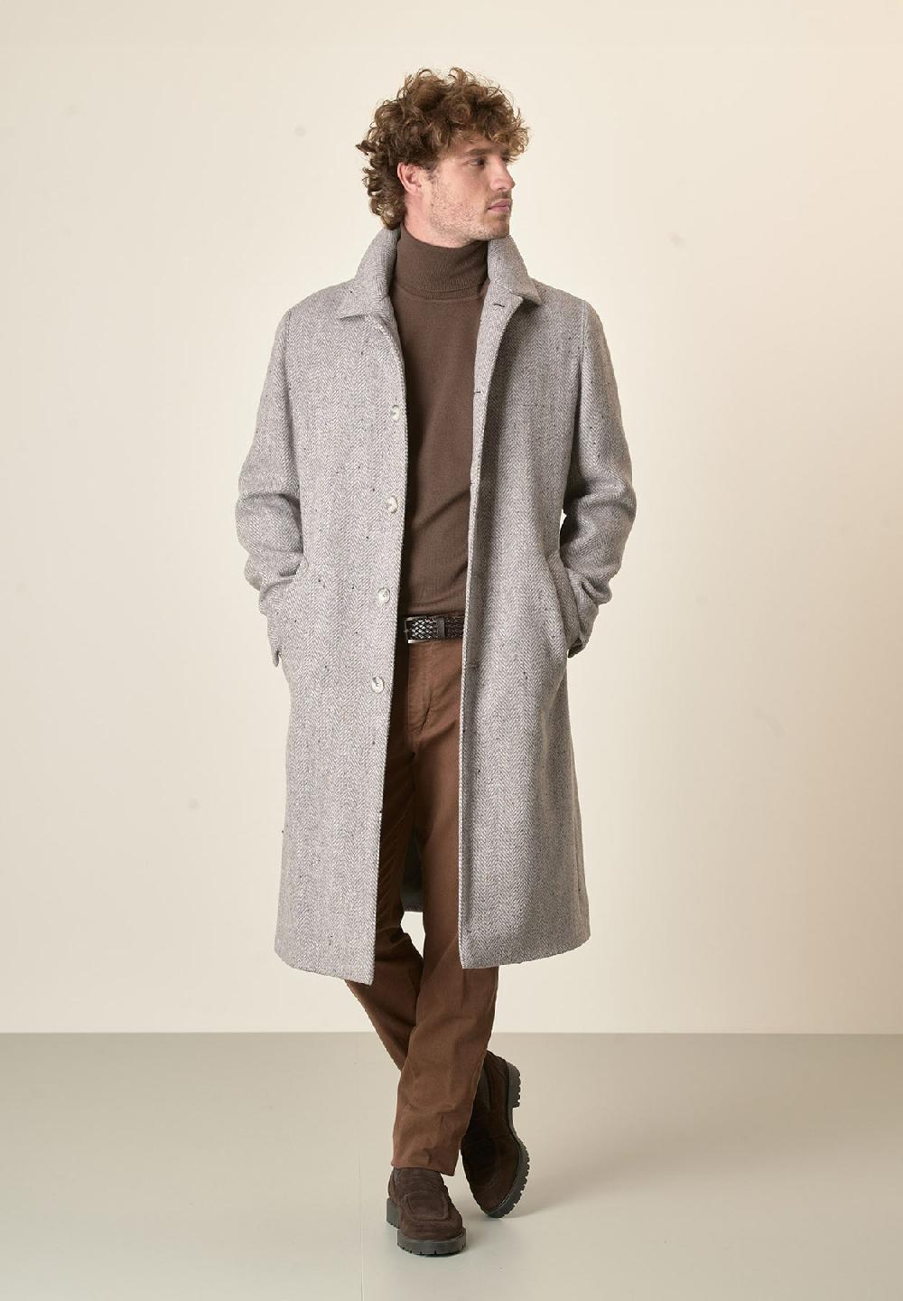 Angelico Cappotto grigio chiaro misto lana vergine resca oversize Nuovo