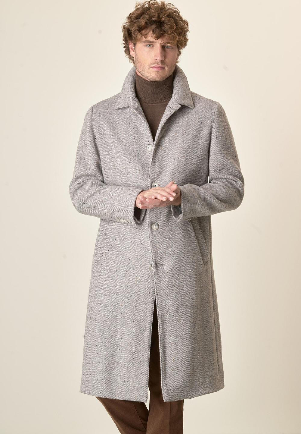 Angelico Cappotto grigio chiaro misto lana vergine resca oversize Nuovo