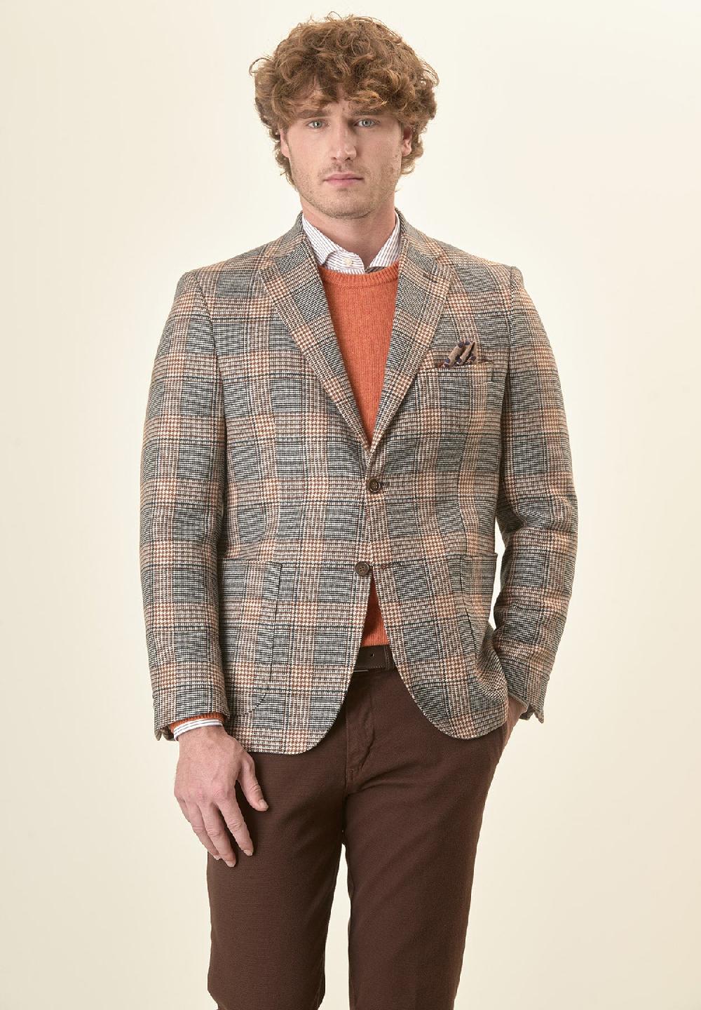 Angelico Giacca grigia Galles misto lana decostruita custom fit Qualità