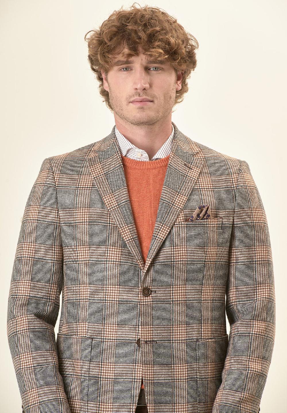 Angelico Giacca grigia Galles misto lana decostruita custom fit Qualità