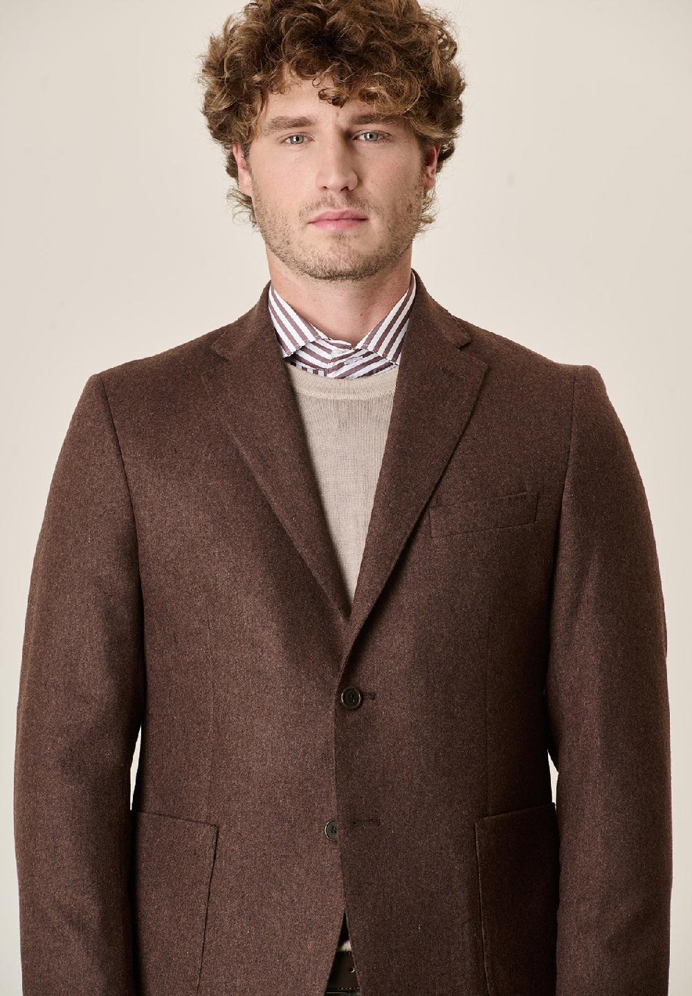 Angelico Giacca marrone misto lana decostruita custom fit Spedizione Gratuita