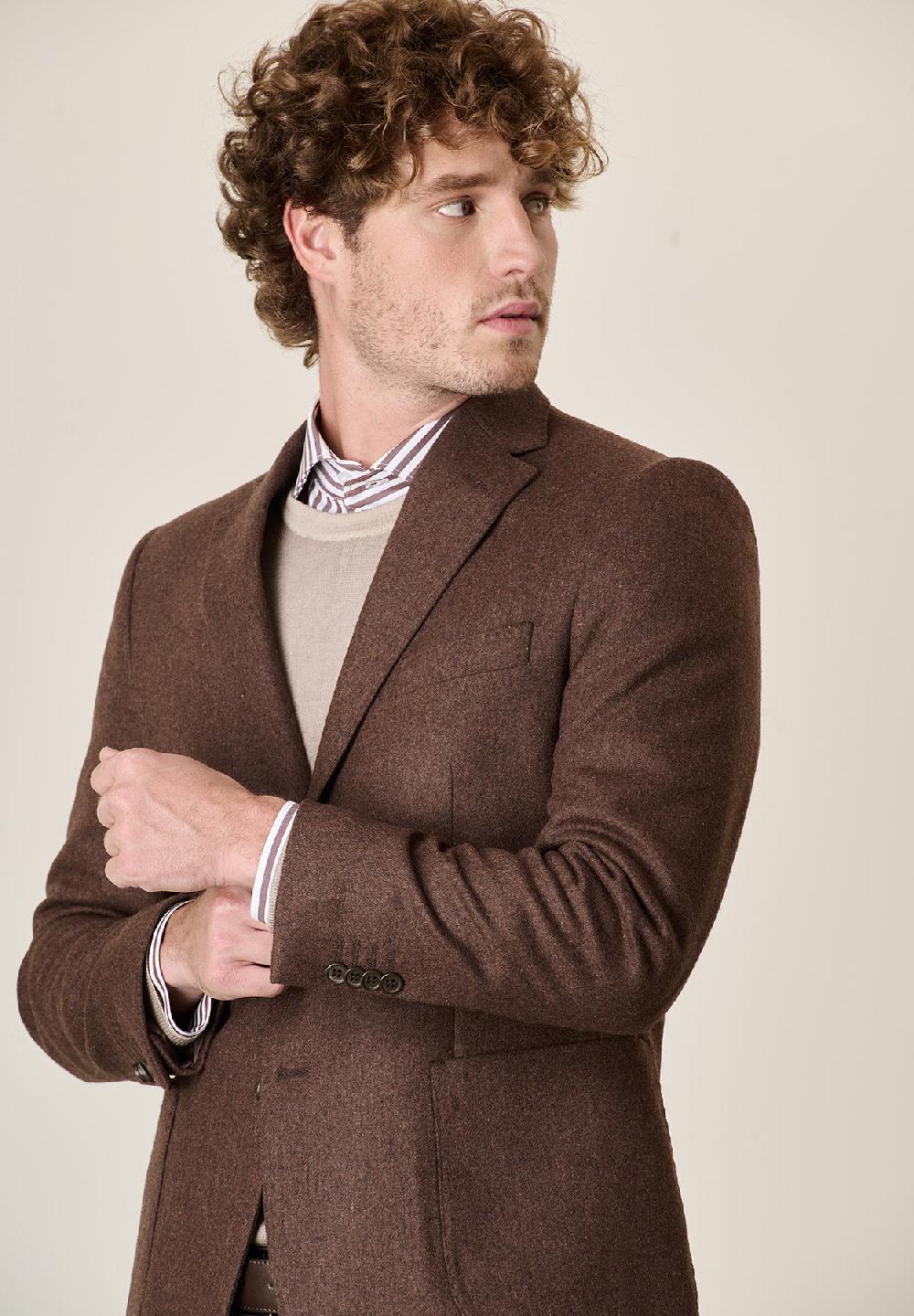Angelico Giacca marrone misto lana decostruita custom fit Spedizione Gratuita