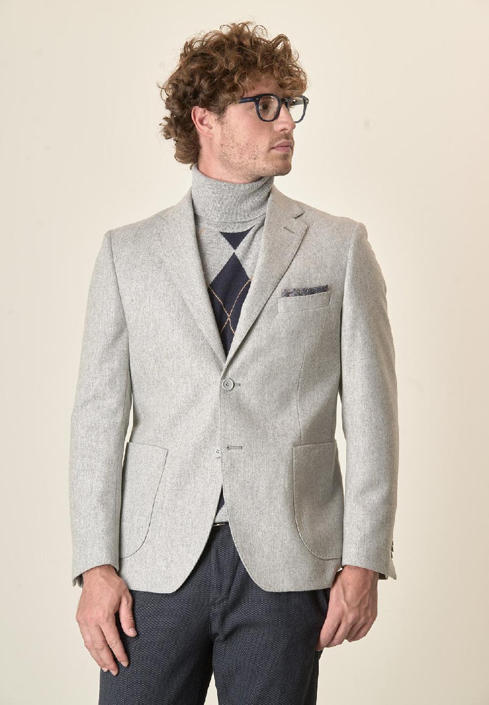 Angelico Giacca grigio chiaro misto lana decostruita custom fit Pezzi Unici