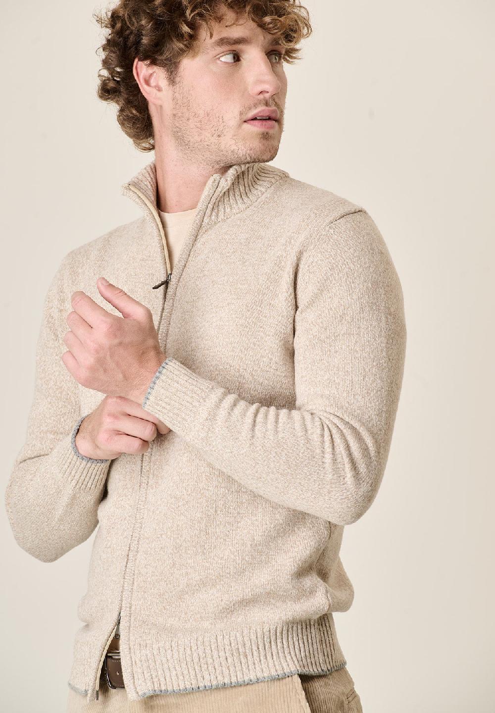 Angelico Giacca beige zip misto lana moulinè Negozi Online
