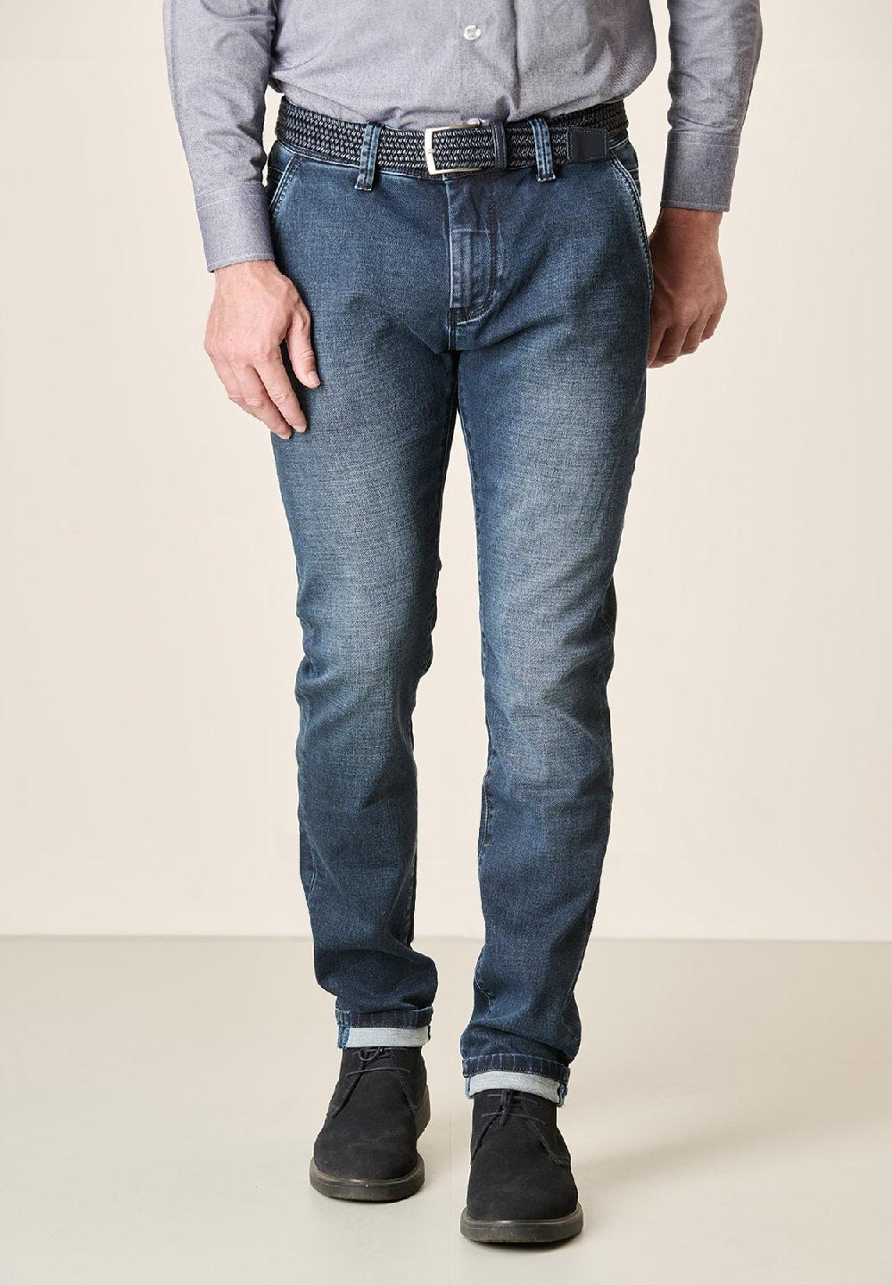 Angelico Jeans scuro cotone stretch tasche america slim fit Offerta
