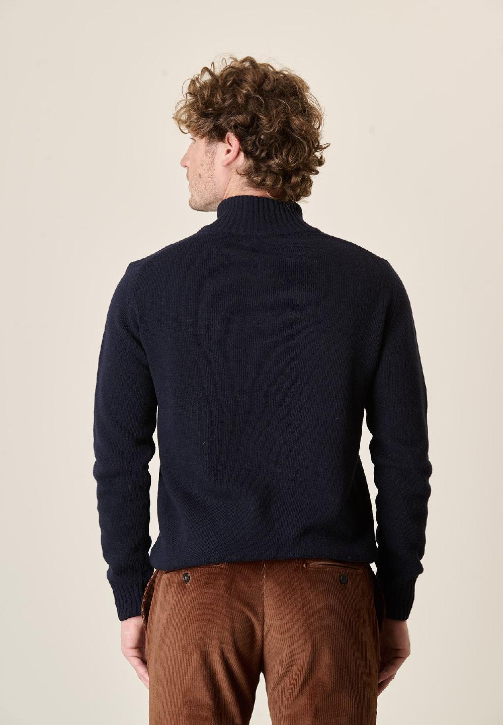 Angelico Lupetto zip blu navy misto lana Economico