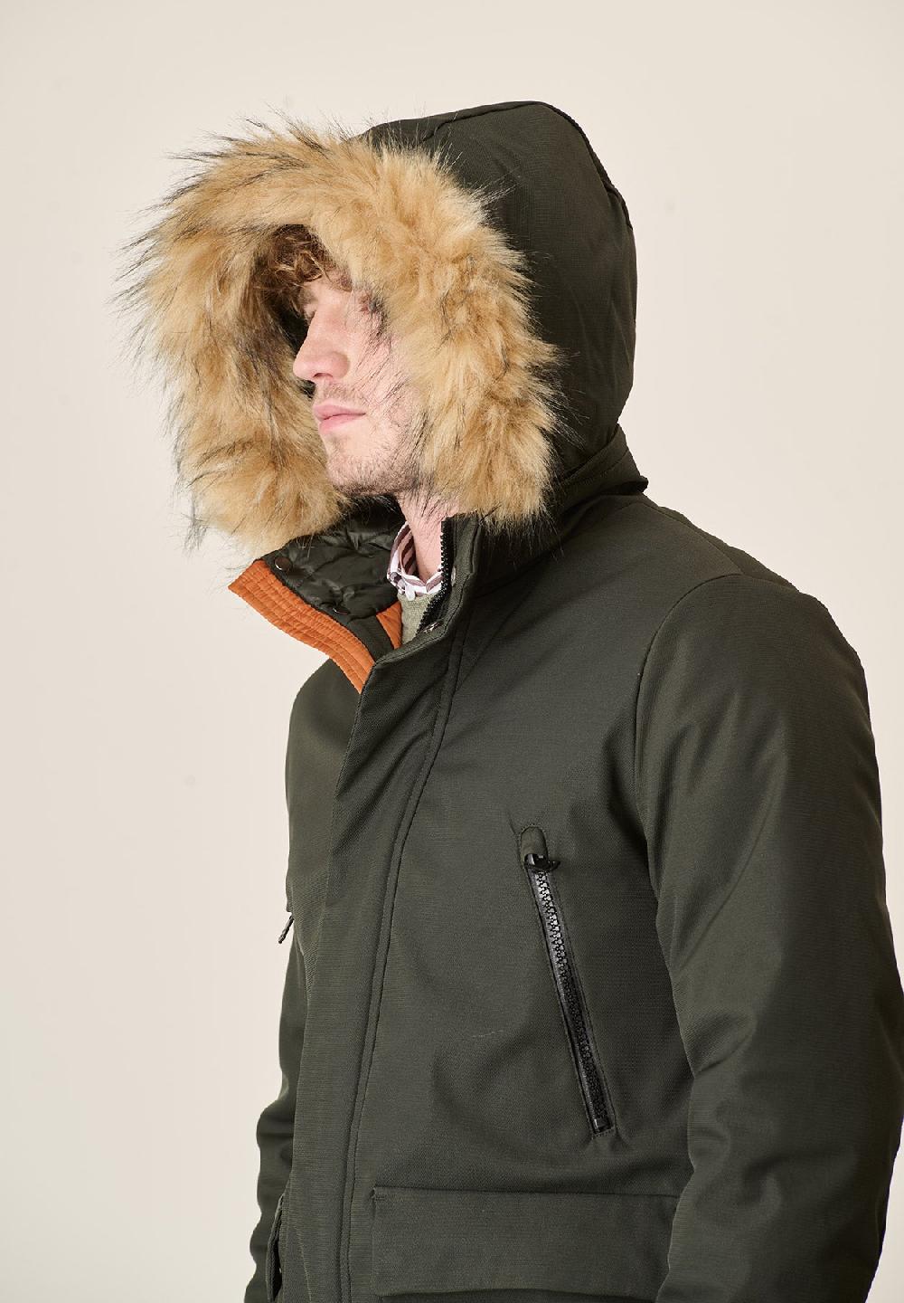 Angelico Parka verde pelliccia staccabile Offerte