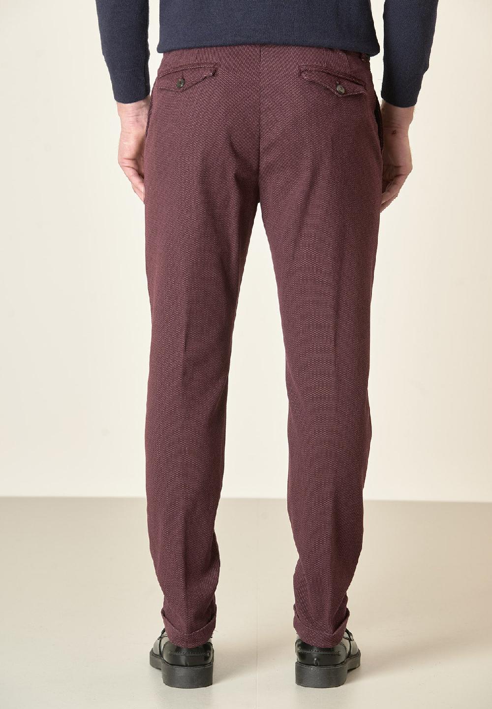 Angelico Pantalone vinaccia microdisegno doppia pinces slim fit Vendita Calda