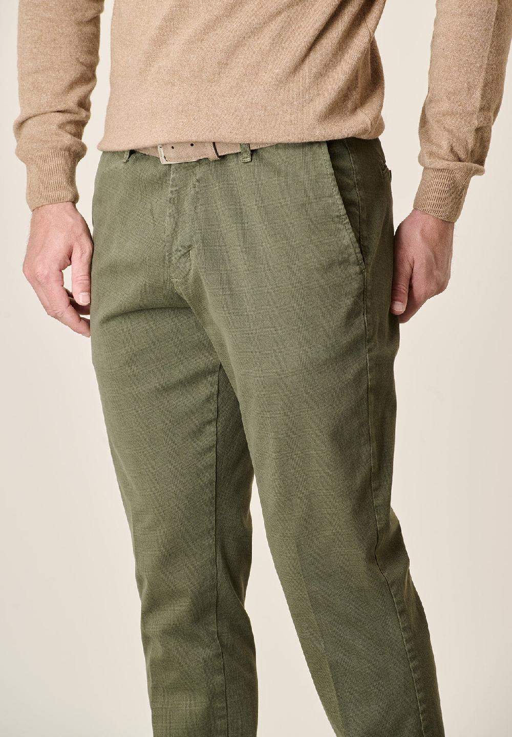 Angelico Pantalone verde militare Galles cotone stretch regular fit Saldi Di Fabbrica