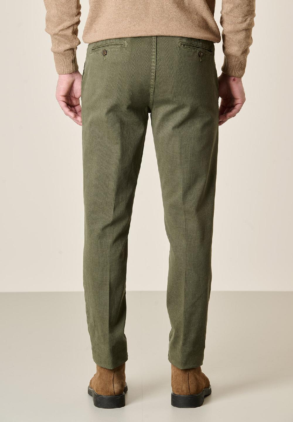 Angelico Pantalone verde militare Galles cotone stretch regular fit Saldi Di Fabbrica