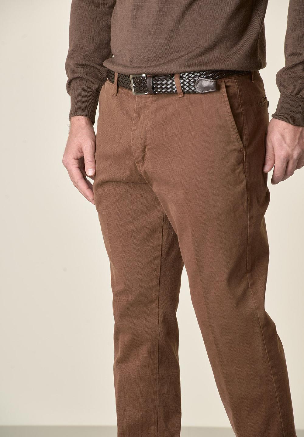 Angelico Pantalone marrone Galles cotone stretch regular fit I Più Venduti