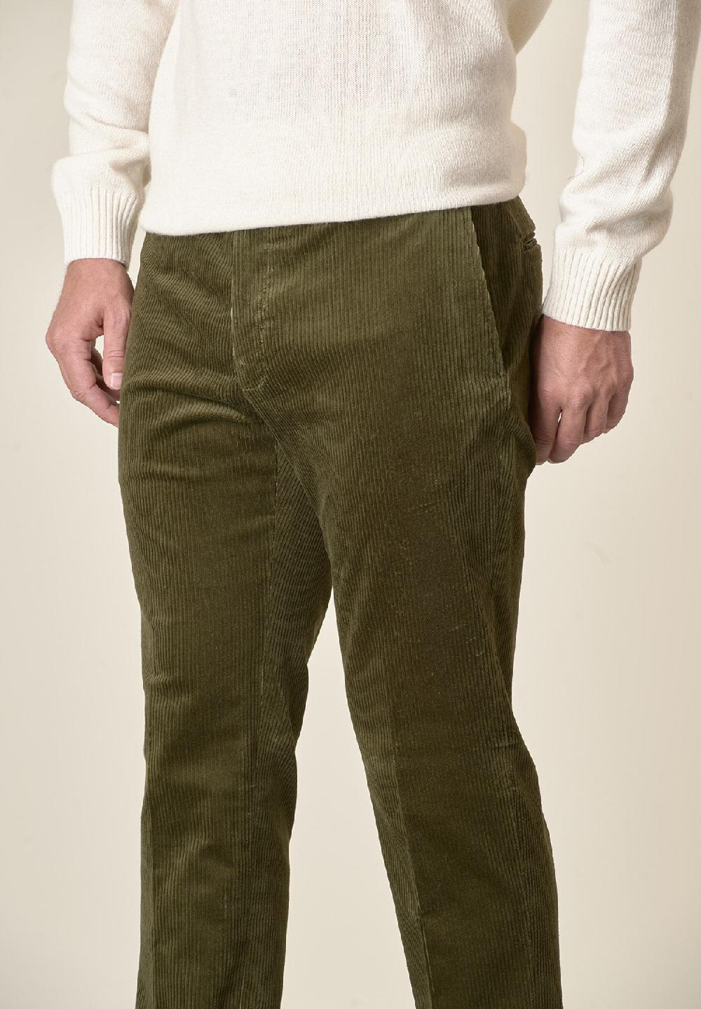 Angelico Pantalone verde velluto coste larghe custom fit Negozio