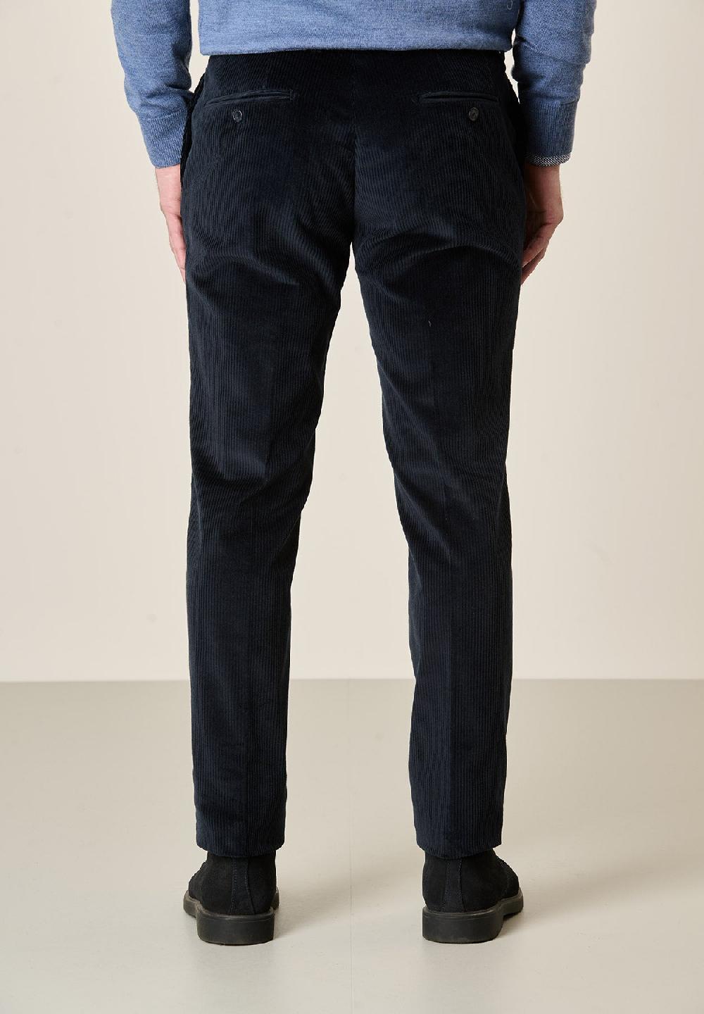 Angelico Pantalone blu velluto coste larghe custom fit In Saldo