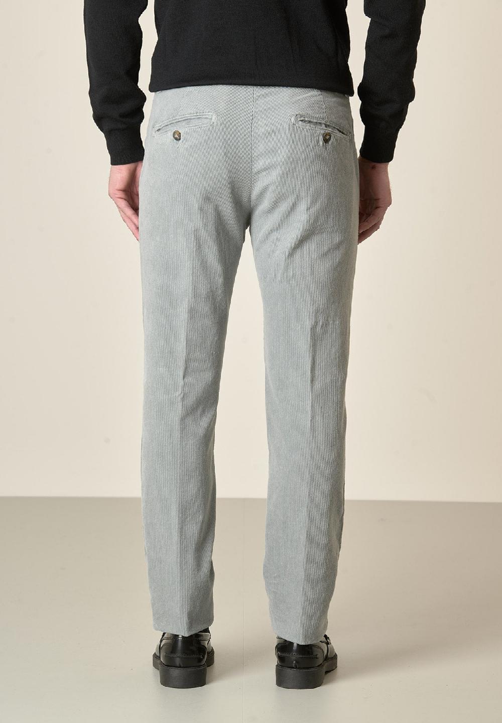 Angelico Pantalone grigio perla velluto cotone stretch slim fit Moda