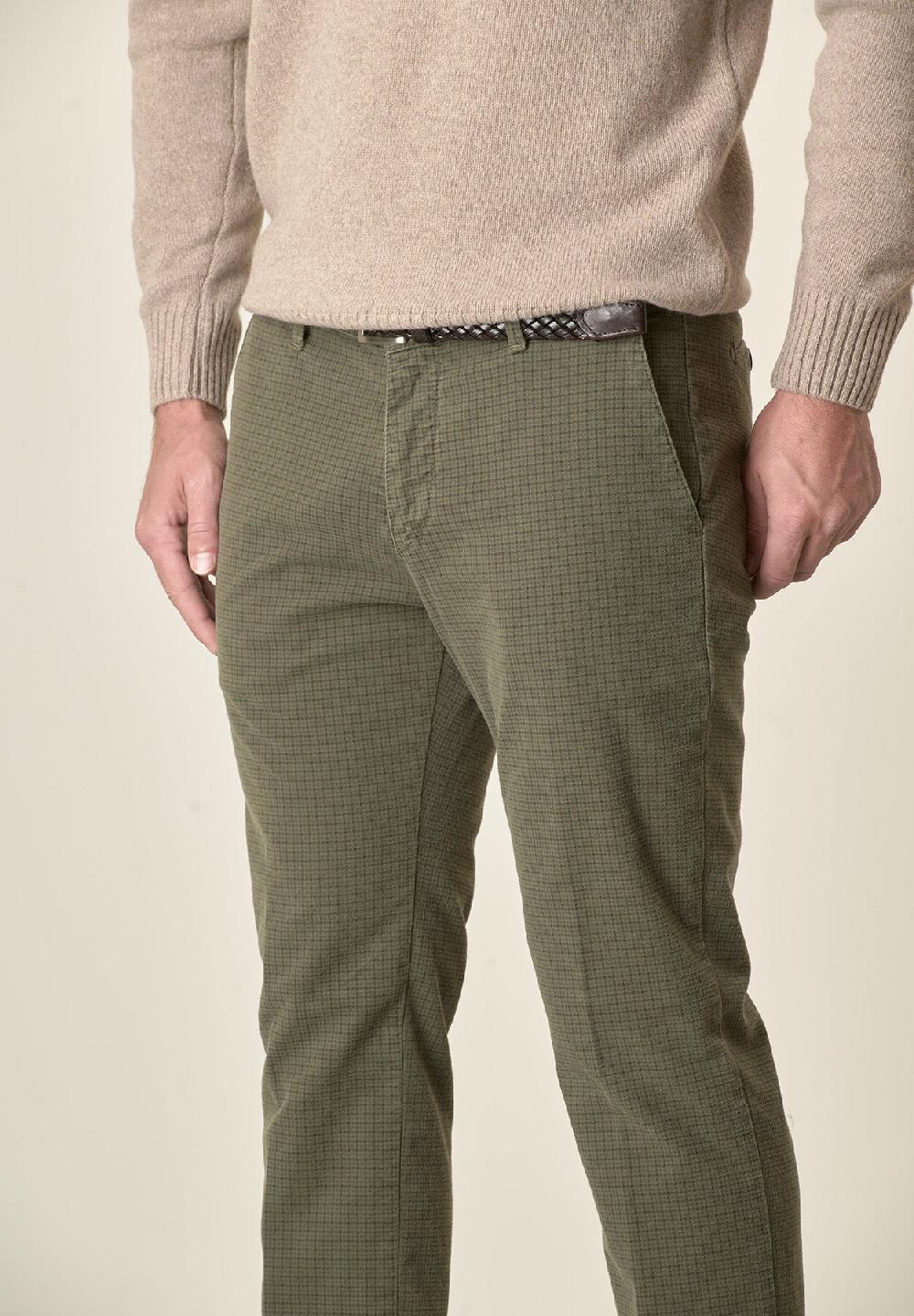 Angelico Pantalone verde fustagno Pied de Poule slim fit 2025