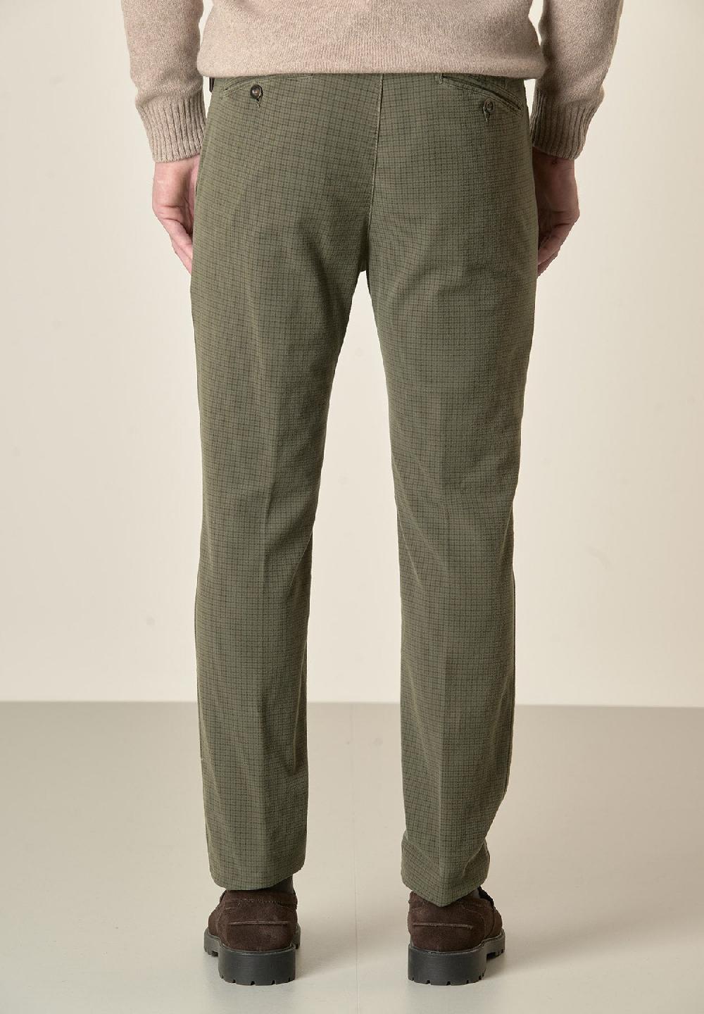 Angelico Pantalone verde fustagno Pied de Poule slim fit 2025
