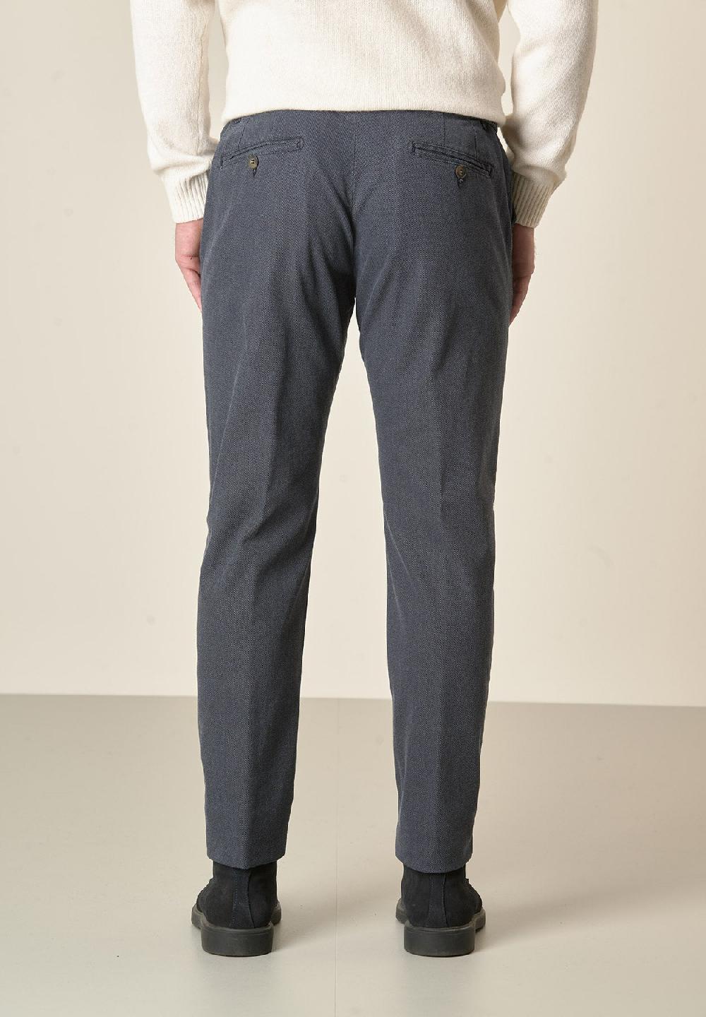 Angelico Pantalone blu armatura cotone stretch slim fit Italy