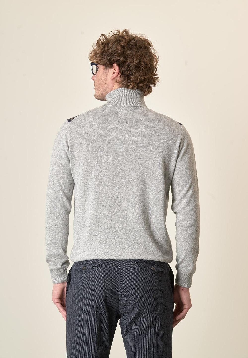 Angelico Dolcevita grigio motivo rombi misto cashmere Qualità Garantita
