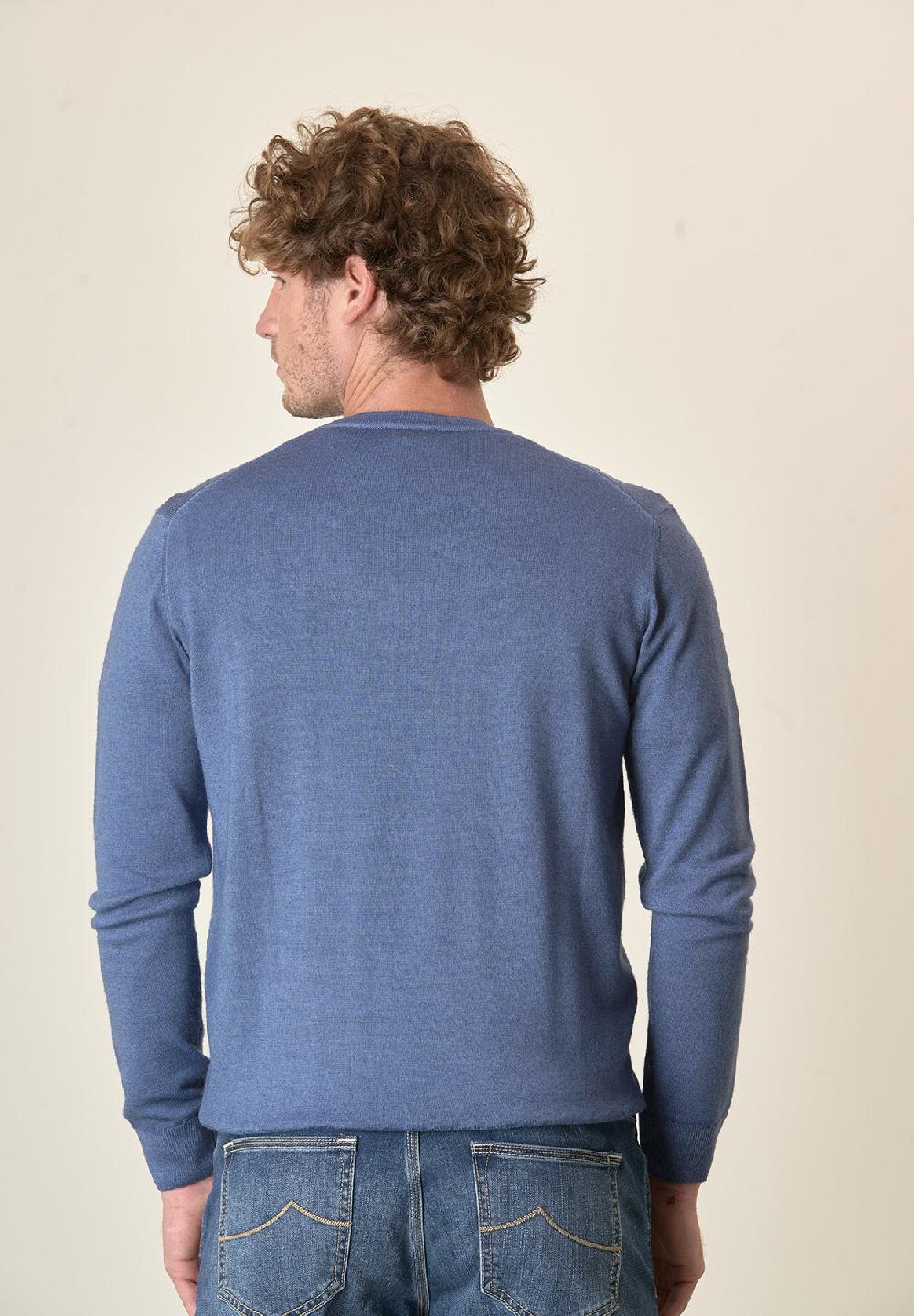 Angelico Girocollo denim lana acidata Promozione Limitata