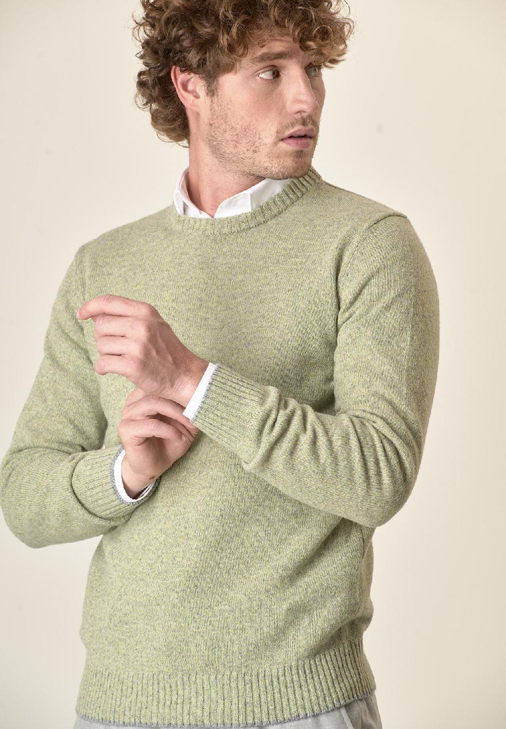 Angelico Girocollo verde moulinè misto lana Sottocosto
