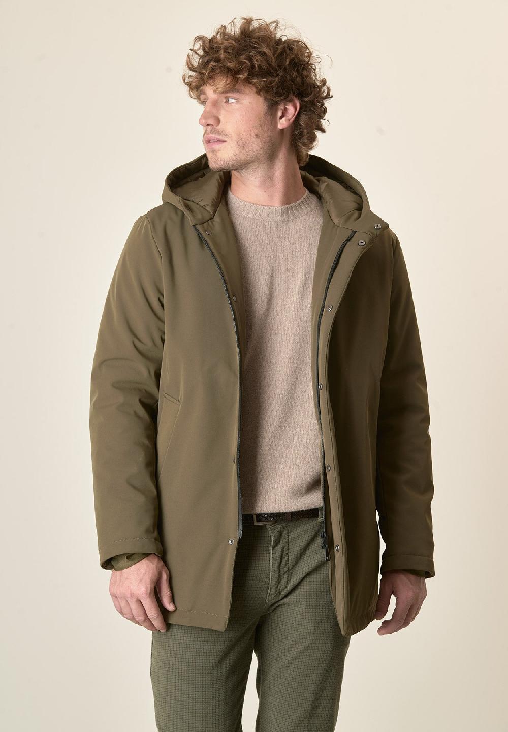 Angelico Giaccone verde militare cappuccio e pettorina staccabili Convenienza
