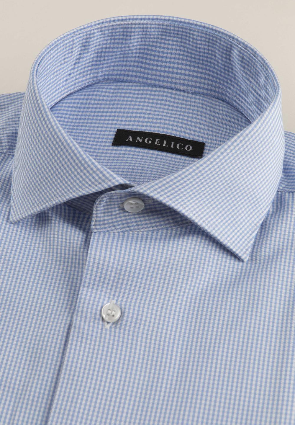 Angelico Camicia azzurra bianca vichy cotone comfort fit Sconto