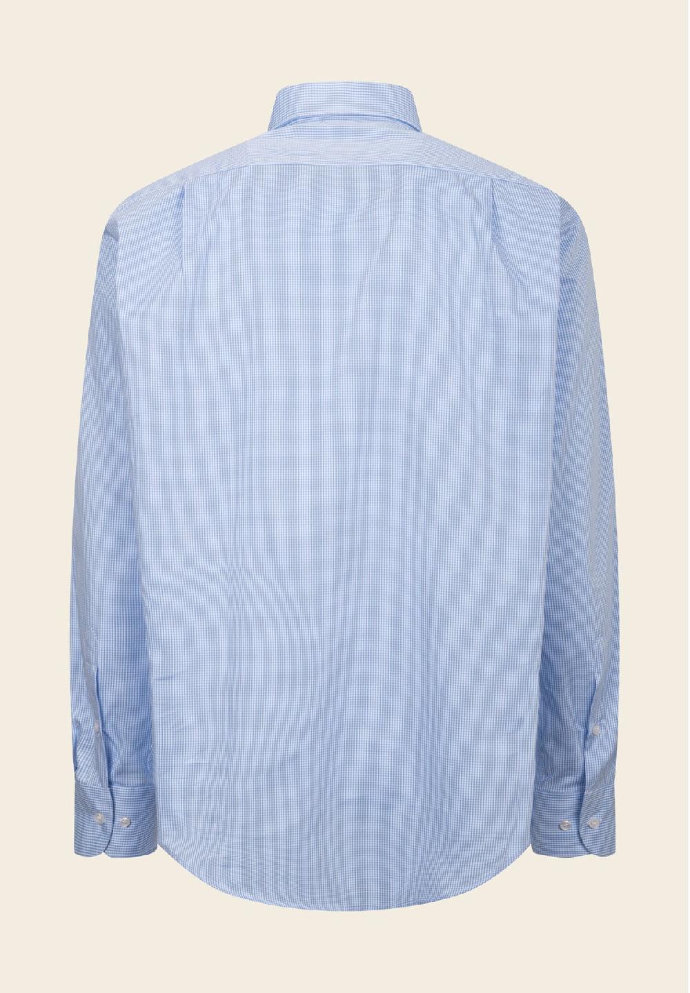 Angelico Camicia azzurra bianca vichy cotone comfort fit Sconto