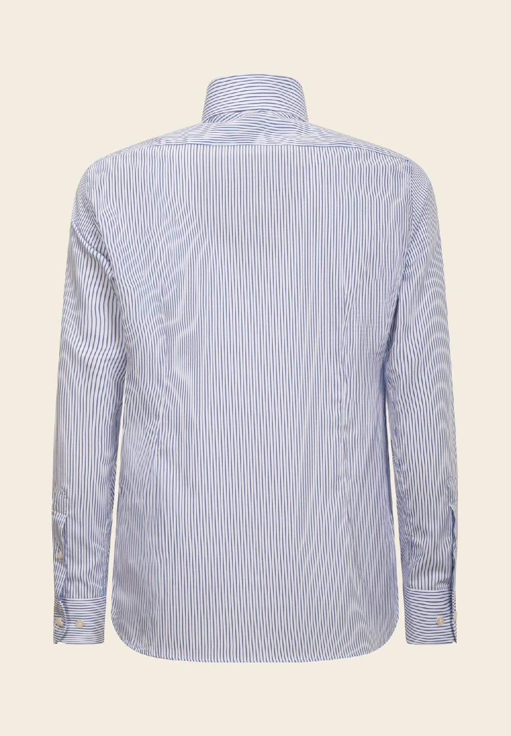 Angelico Camicia bianca blu rigata cotone no-stiro custom fit Economico