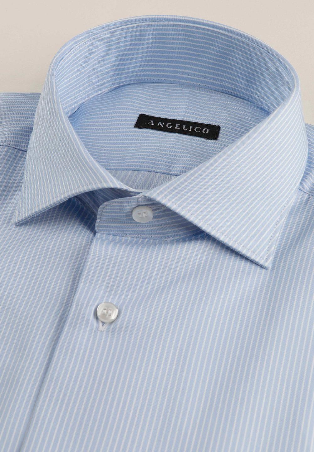 Angelico Camicia azzurra bianca bacchettina cotone comfort fit Online