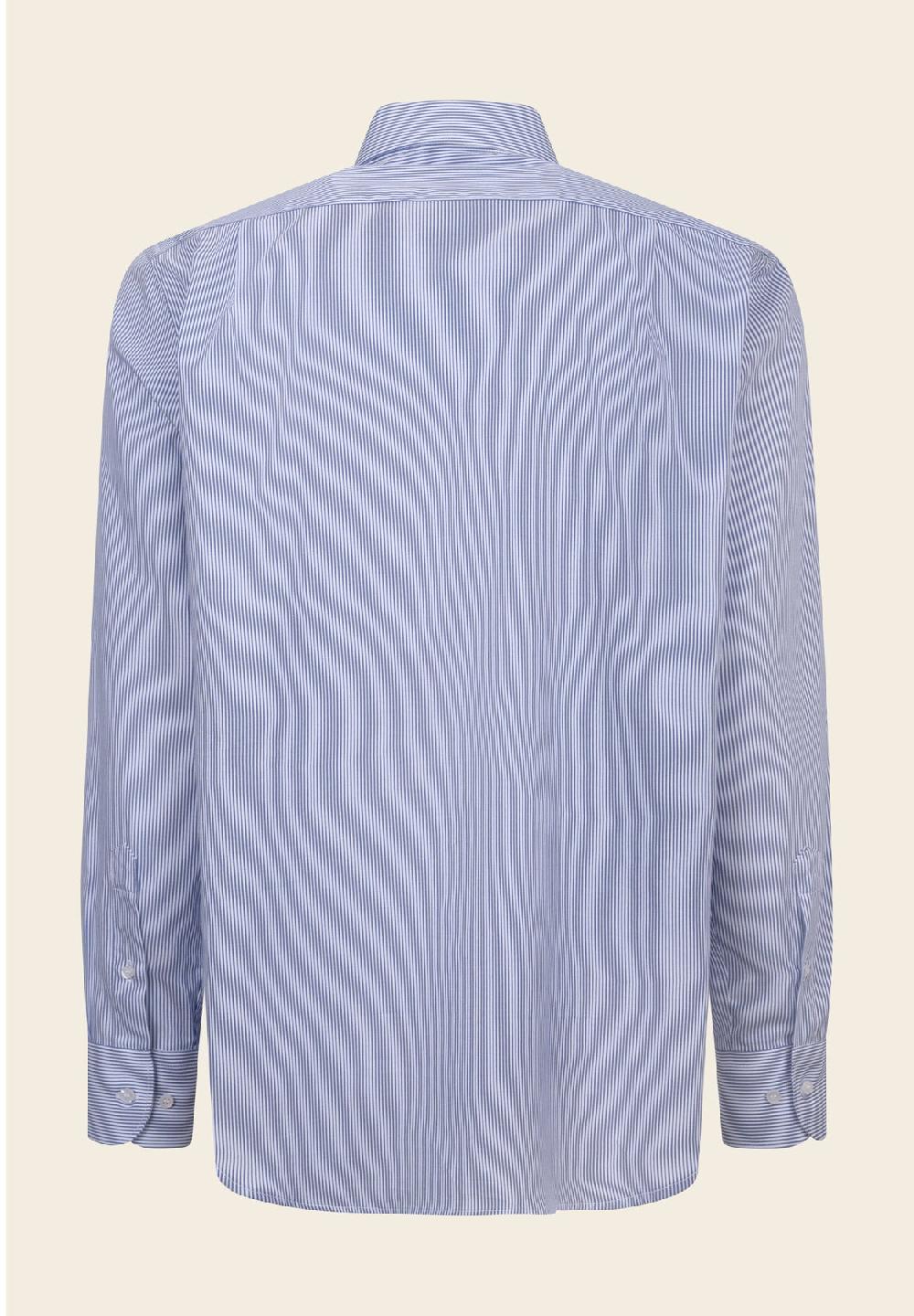 Angelico Camicia blu bianca bacchettina cotone comfort fit Outlet