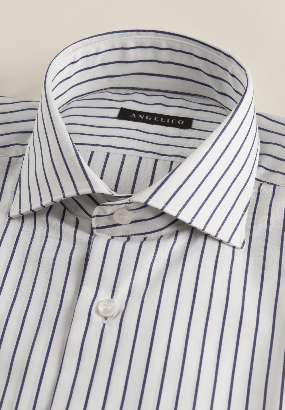 Angelico Camicia bianca blu rigata cotone slim fit Spedizione gratuita