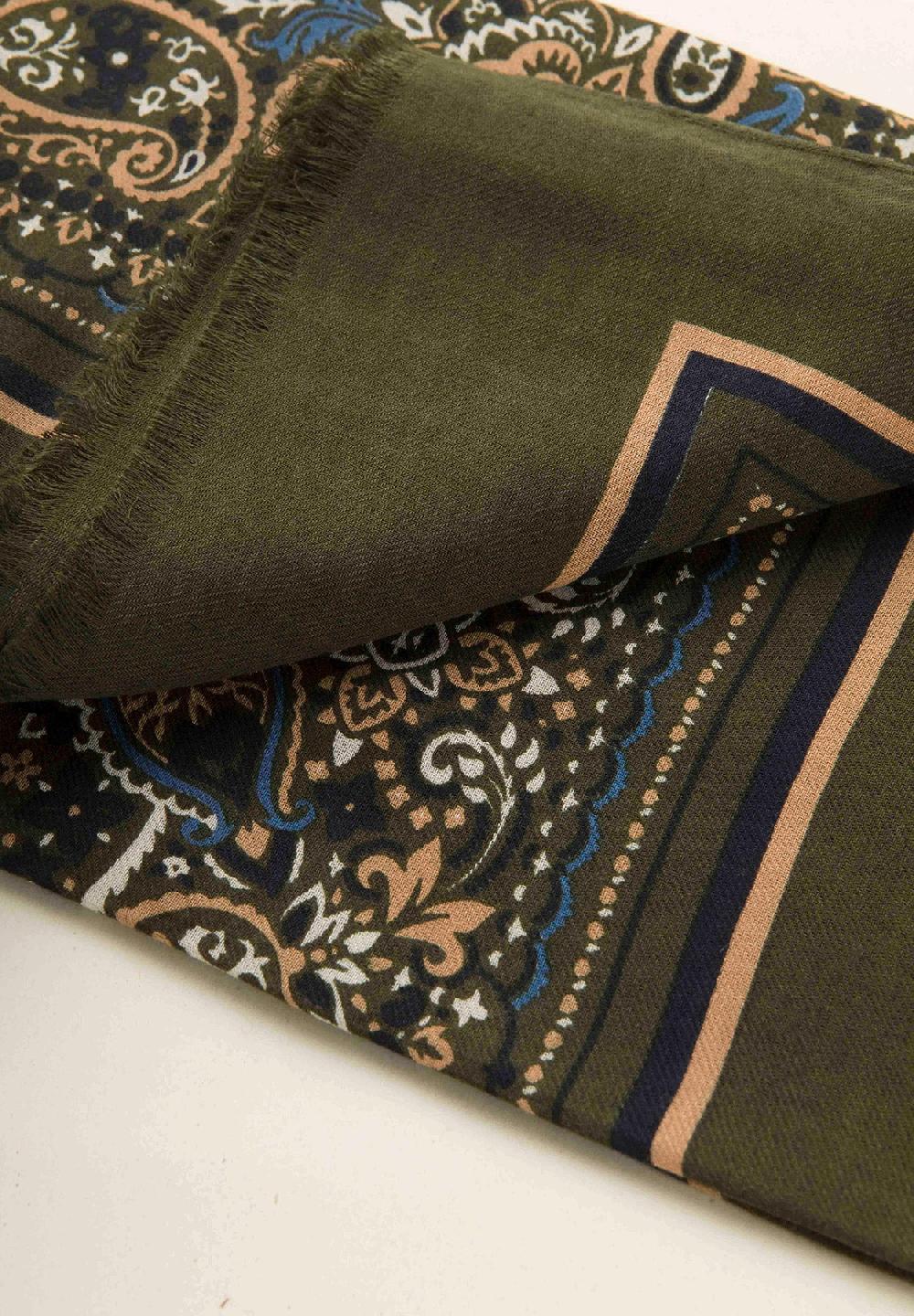 Angelico Sciarpa verde militare fantasia cotone lana Saldi