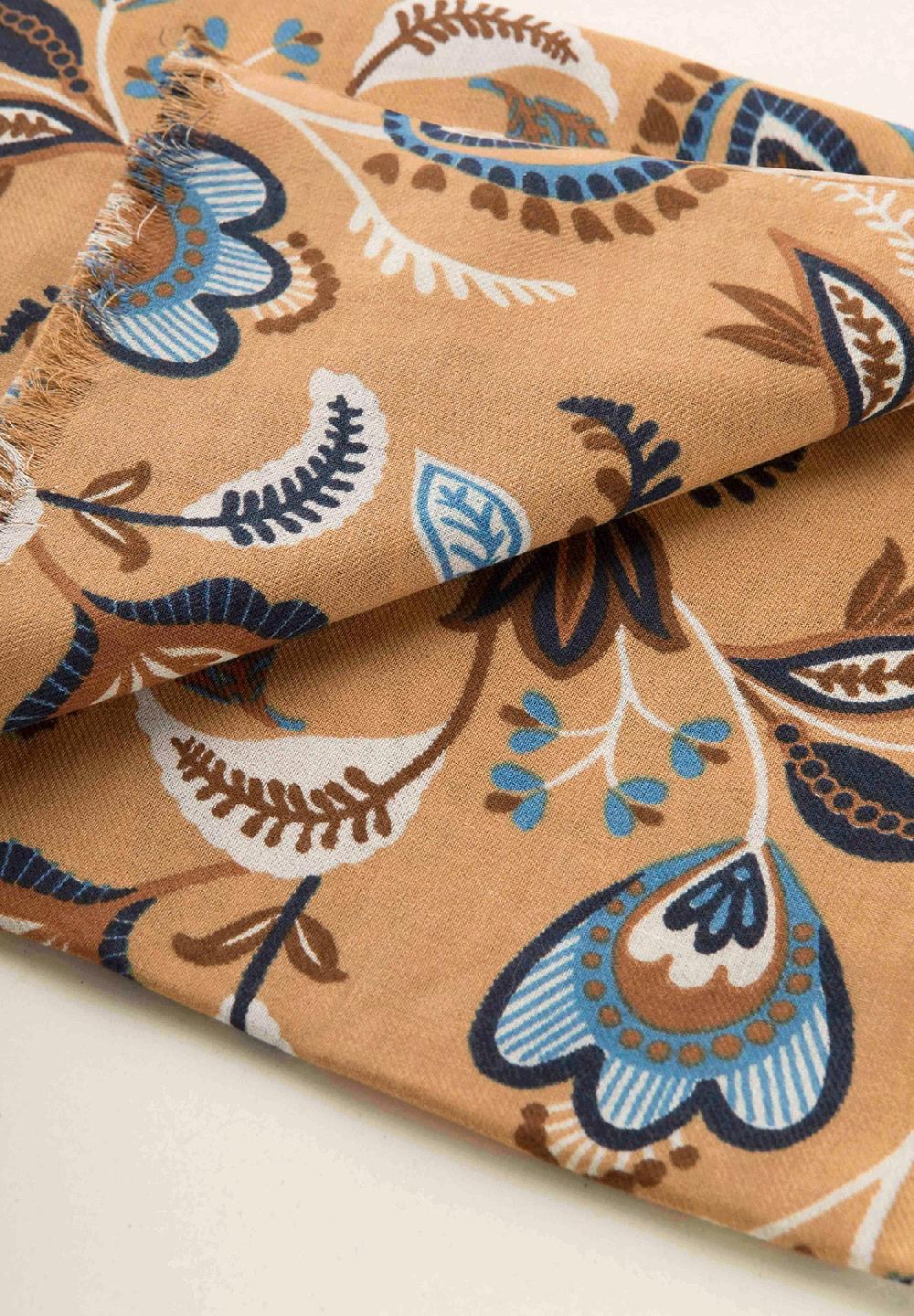 Angelico Sciarpa beige fantasia floreale lana cotone frange Hotsell