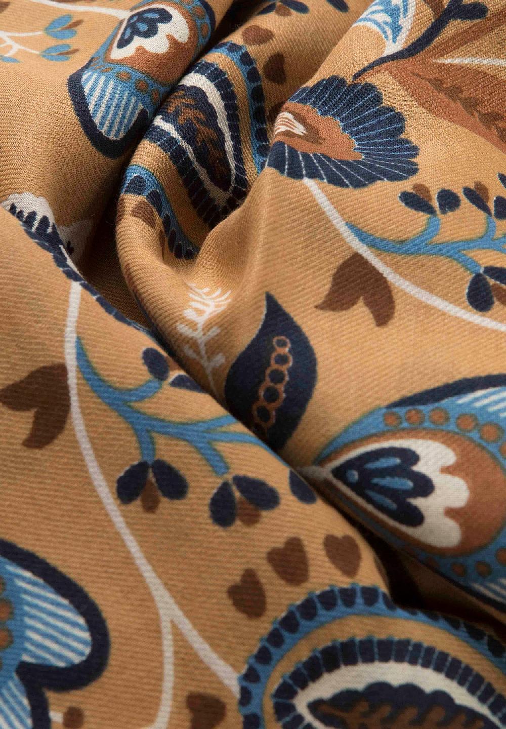 Angelico Sciarpa beige fantasia floreale lana cotone frange Hotsell