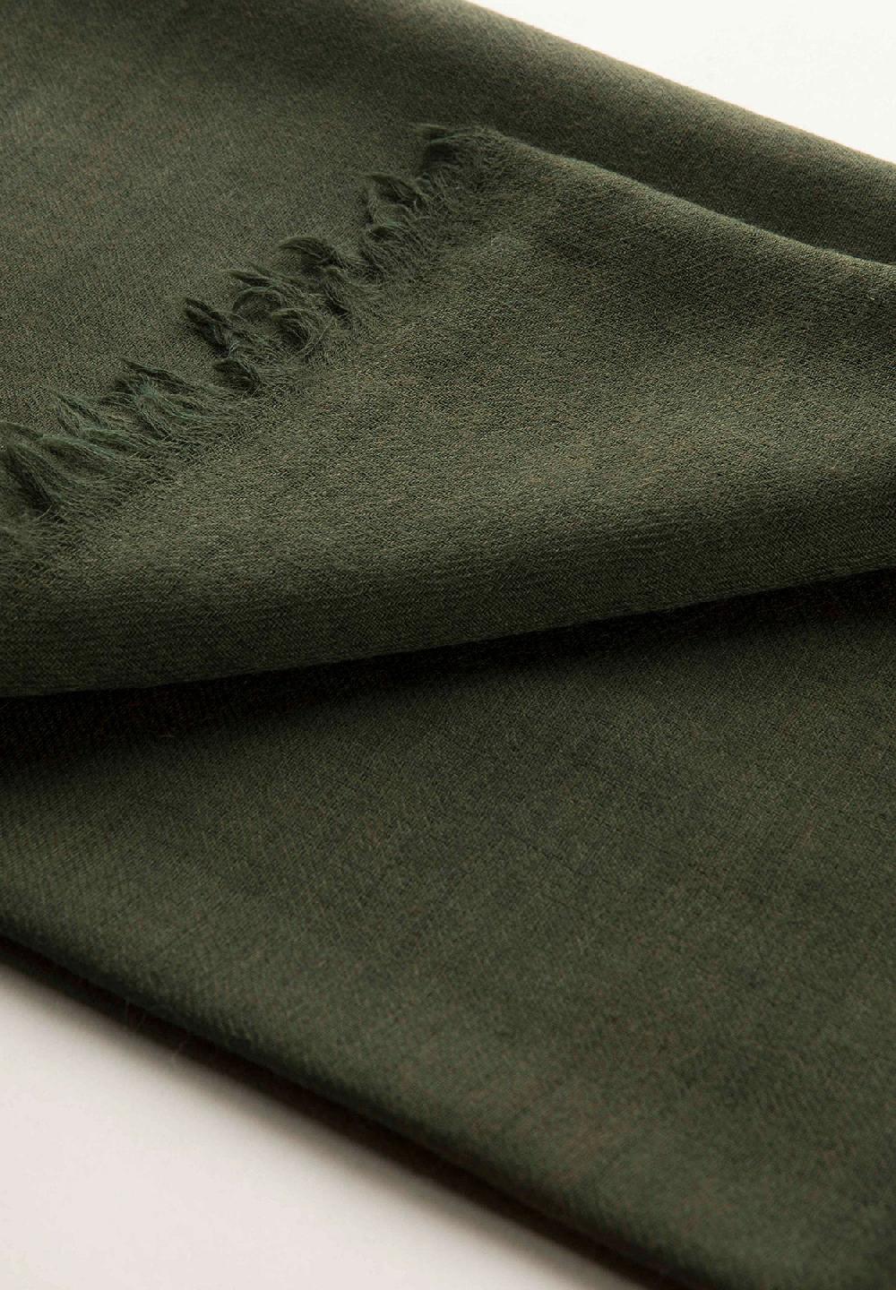 Angelico Sciarpa verde militare lana merinos frange Vendite Flash