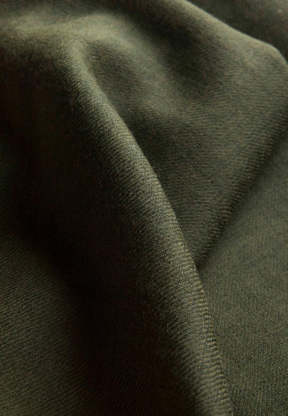 Angelico Sciarpa verde militare lana merinos frange Vendite Flash