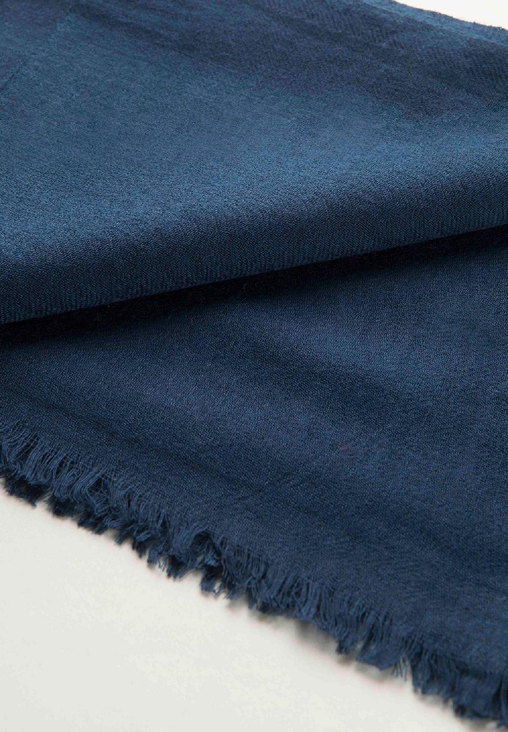 Angelico Sciarpa blu lana merinos frange In Saldo