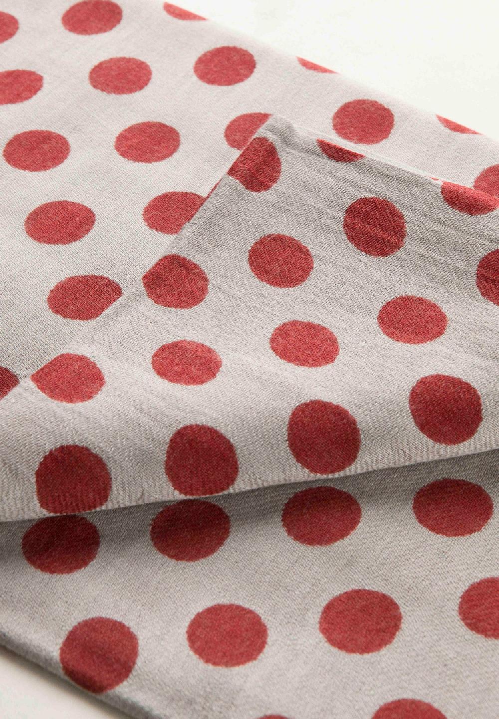 Angelico Sciarpa grigia pois rosso misto lana frange In Linea