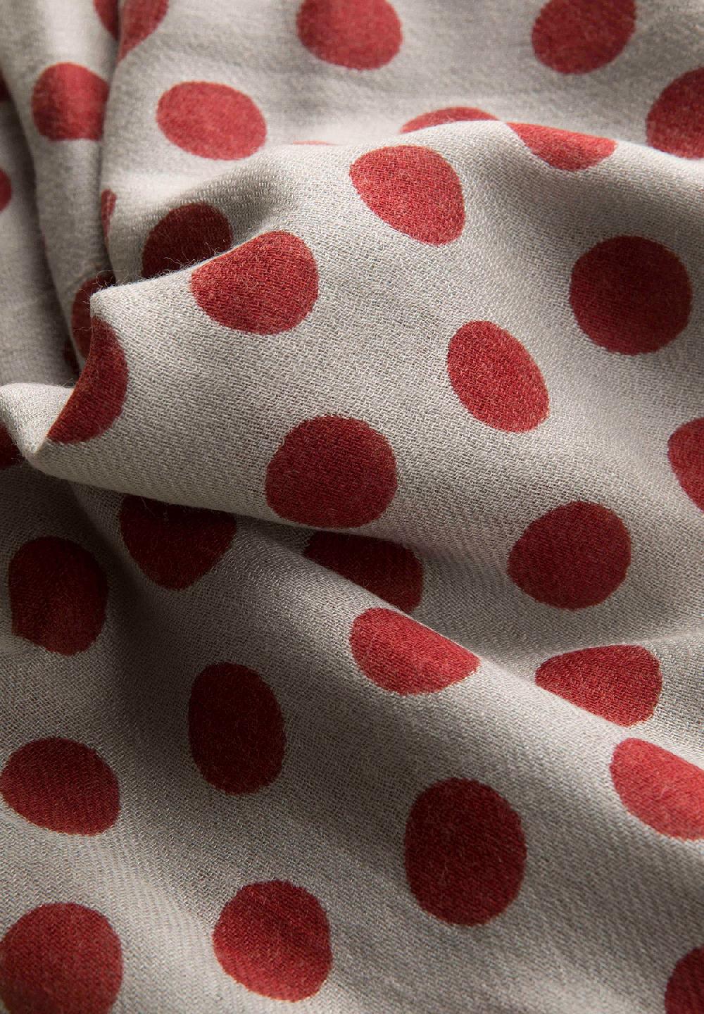 Angelico Sciarpa grigia pois rosso misto lana frange In Linea