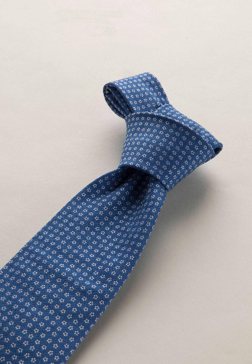 Angelico Cravatta bluette microdisegno seta cotone Saldi